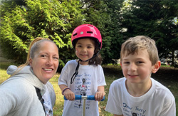 Children and caregiver supporting the Terry Fox Run