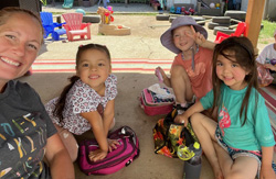 Picnic in the backyard with kids